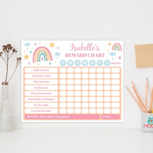 Editable Chore Chart Pastel Rainbow Reward Chart Chore Chart | Etsy