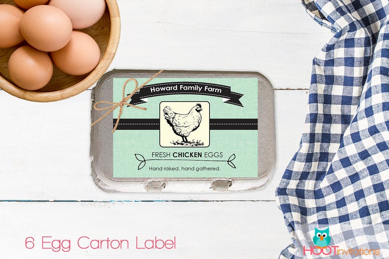 Custom Egg Carton Labels Mint Turquoise Egg box label | Etsy