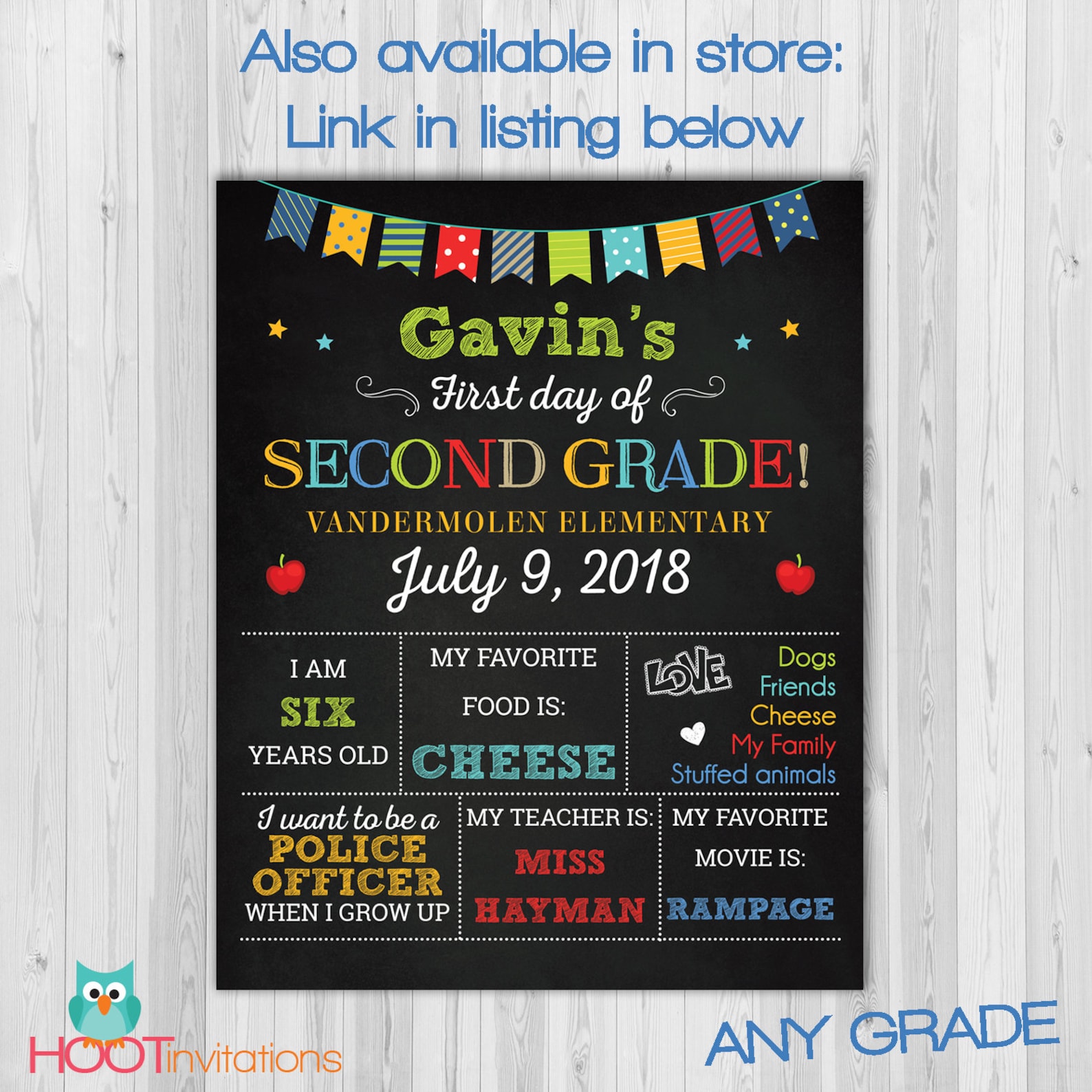 First Day of First Grade Sign, First Day of School Sign, First Grade ...