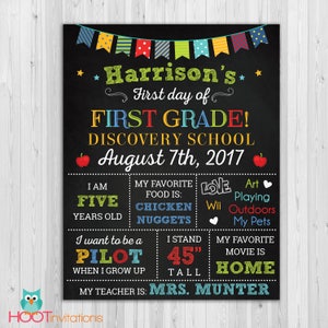 Back to School sign, First day of school sign, 1st day of school chalkboard, Back to School printable, kindergarten poster grade school sign image 4