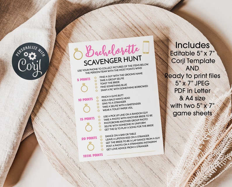 Bachelorette Scavenger Hunt Bachelorette Party Games Pink - Etsy
