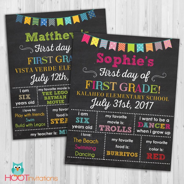 First day of First Grade sign, First day of school sign, First Grade poster Chalkboard poster, 1st day Back to School Sign Printable one