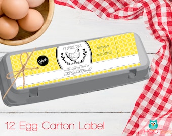 Yellow Egg Carton Labels to print at home - one dozen 12 egg label