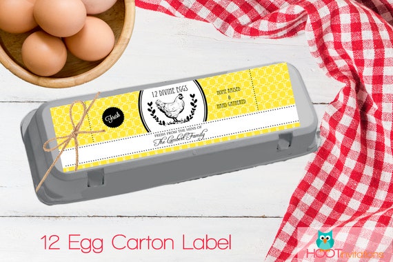 Gelbe Ei Karton Etiketten Zu Drucken Zu Hause Ein Dutzend 12 Etsy