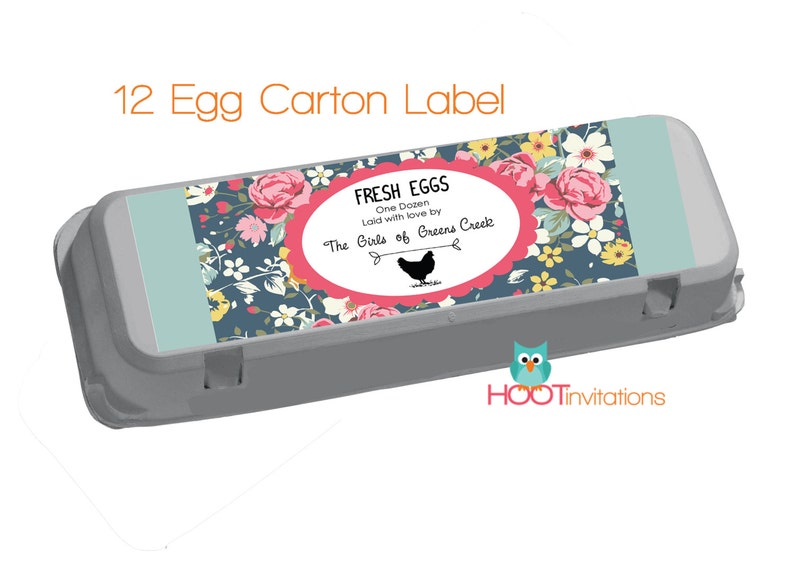 Floral Egg Carton Labels Print at Home One Dozen 12 Egg Etsy