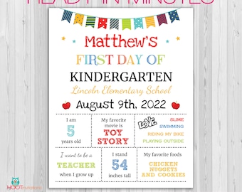 First day of school sign editable, Back to School sign, 1st day of school, Back to School printable, kindergarten poster BOYS, White