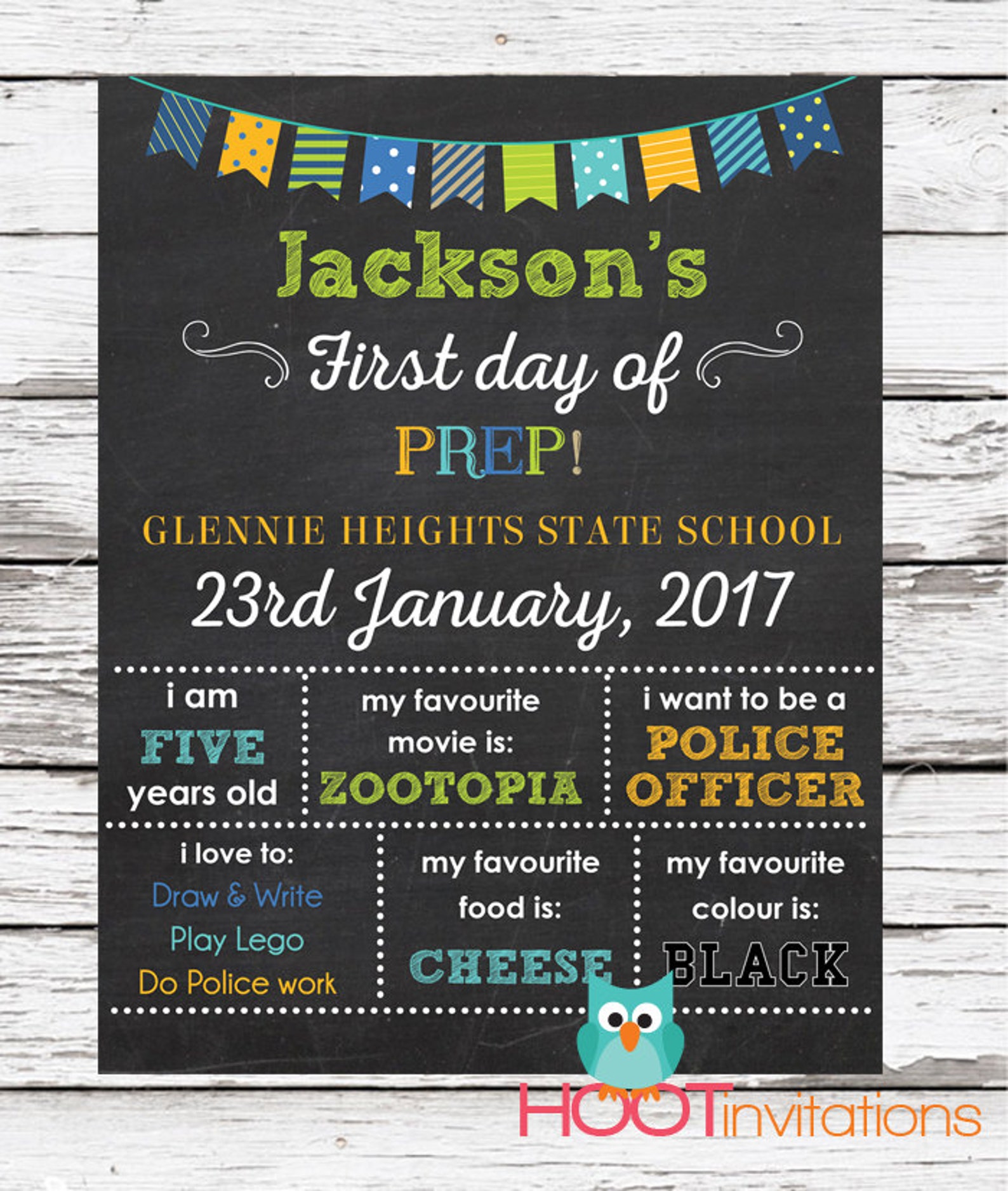 First day of Prep sign First day of school sign Girls Prep Etsy