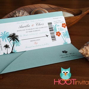 Boarding Pass Invitation Save the Date Destination Wedding Invitation SAMPLE Invite Tropical Wedding invitation Overseas Wedding image 1