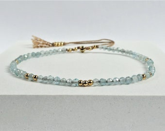 Aquamarine stackable bracelet | genuine aquamarine bracelet | aquamarine gold