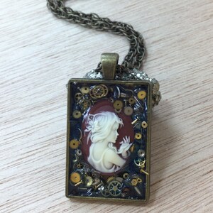 Cameo & Gear Necklace Mermaid Treasure FREE Gift Box FREE Shipping Codes Apocalyptic Steampunk Gypsy Boho Jewelry Strange and Unusual Gifts