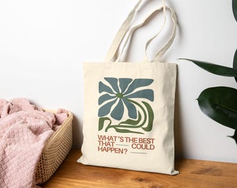 Motivational Quote Cotton Canvas Tote Bag - Eco-Friendly Reusable Grocery Shopper