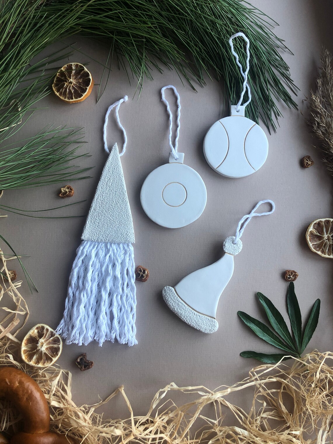 Unique Christmas Tree Decorations White Beige Christmas  Etsy UK