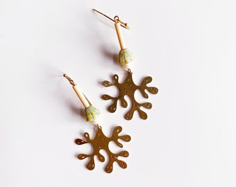Save Our Corals - Brass Earrings with Vintage Czech beads - 50% of Sales Donated to Coral Gardeners