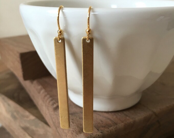 Simple Brass Bar Earrings / Modern Jewelry Etsy