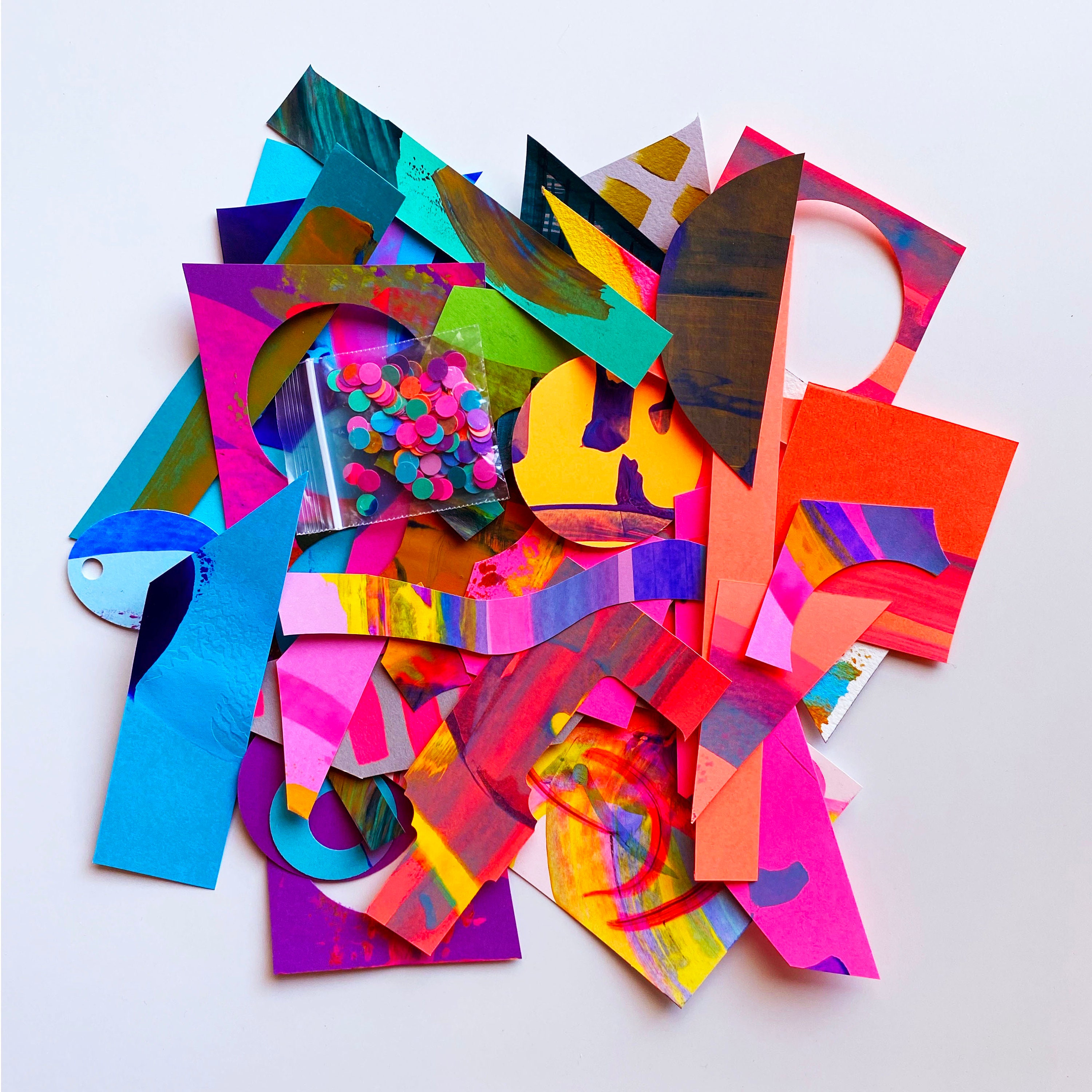 DIY Collage Kit HandPainted Paper Scraps Neon Paper Etsy