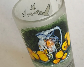 Miniature liquor bottle vases, handcut, ooak - VanGogh vodka, Grey Goose vodka - Upcycled Recycled Repurposed -
