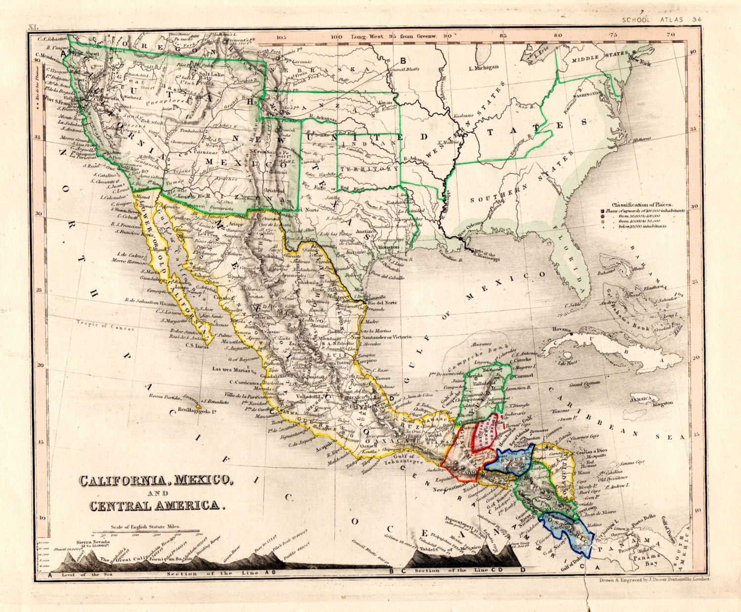 1853 antique california map mexico map map of california antique