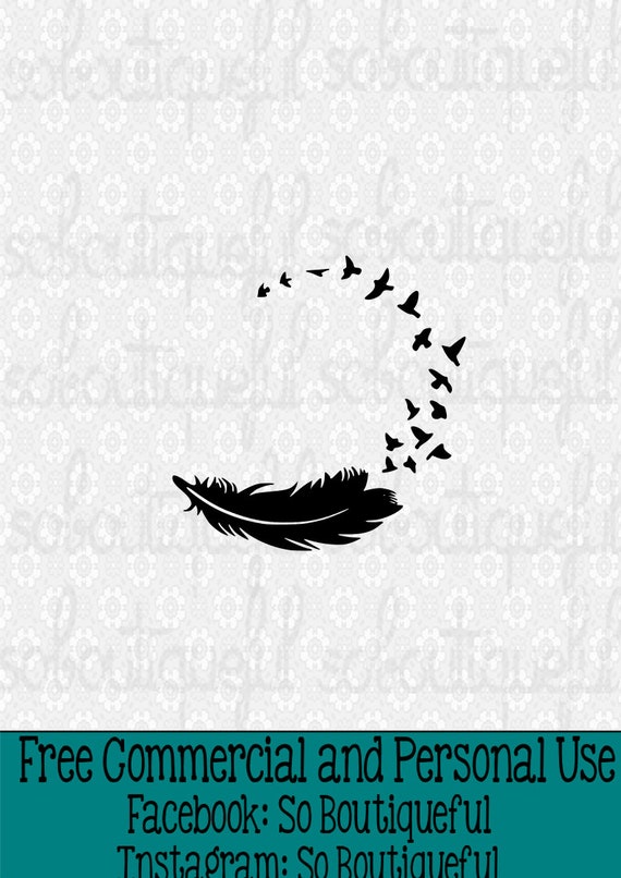 Feather And Bird Monogram Svg Bird And Feather Svg Etsy