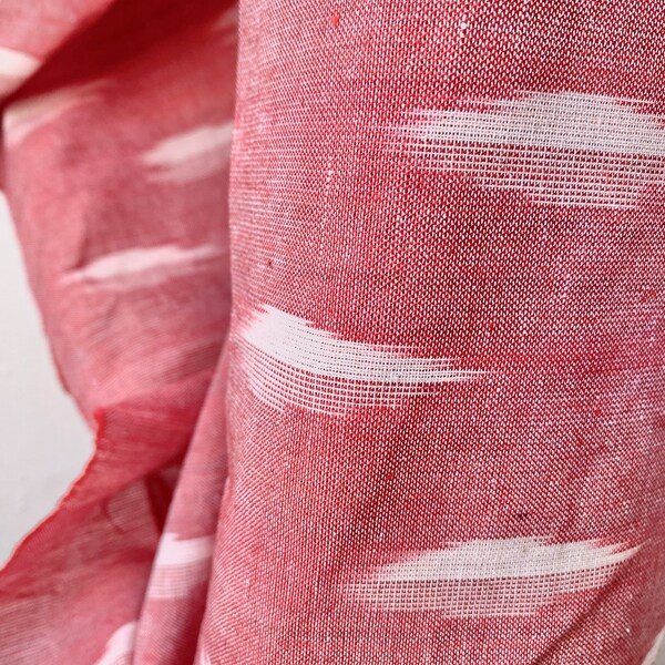 Red - Ikat Fabric Cover Handmade Paper Notebook (5 x 3.5 in)