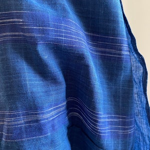 Natural indigo Handwoven khadi cotton. Summer weight - stripes