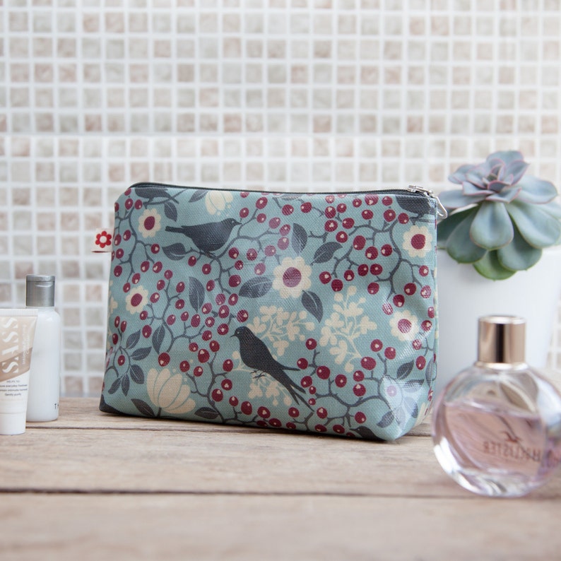 Rowan Bird Oilcloth Wash Bag by Susie Faulks/ Make up Purse/ Etsy