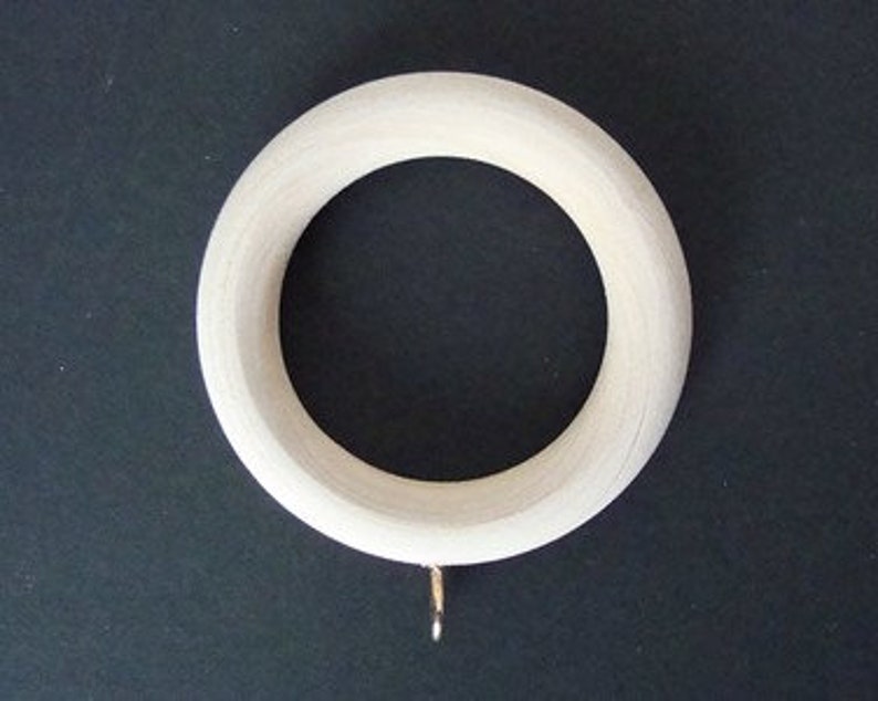 Solid Wood Unfinished Curtain Rings W Brass Eye Hook 1 Etsy