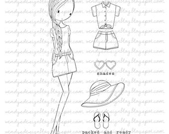 Holiday Girl Digital stamp