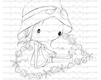 Sea Shells Digital Stamp: Black and White Clipart (Digital Download)