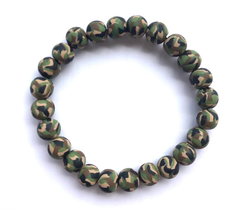 Camouflage Polymer Clay Bead Bracelet Army Military Etsy