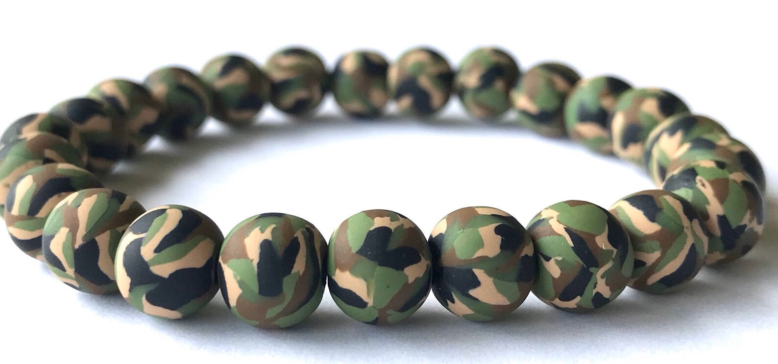 Camouflage Polymer Clay Bead Bracelet Army Military Etsy