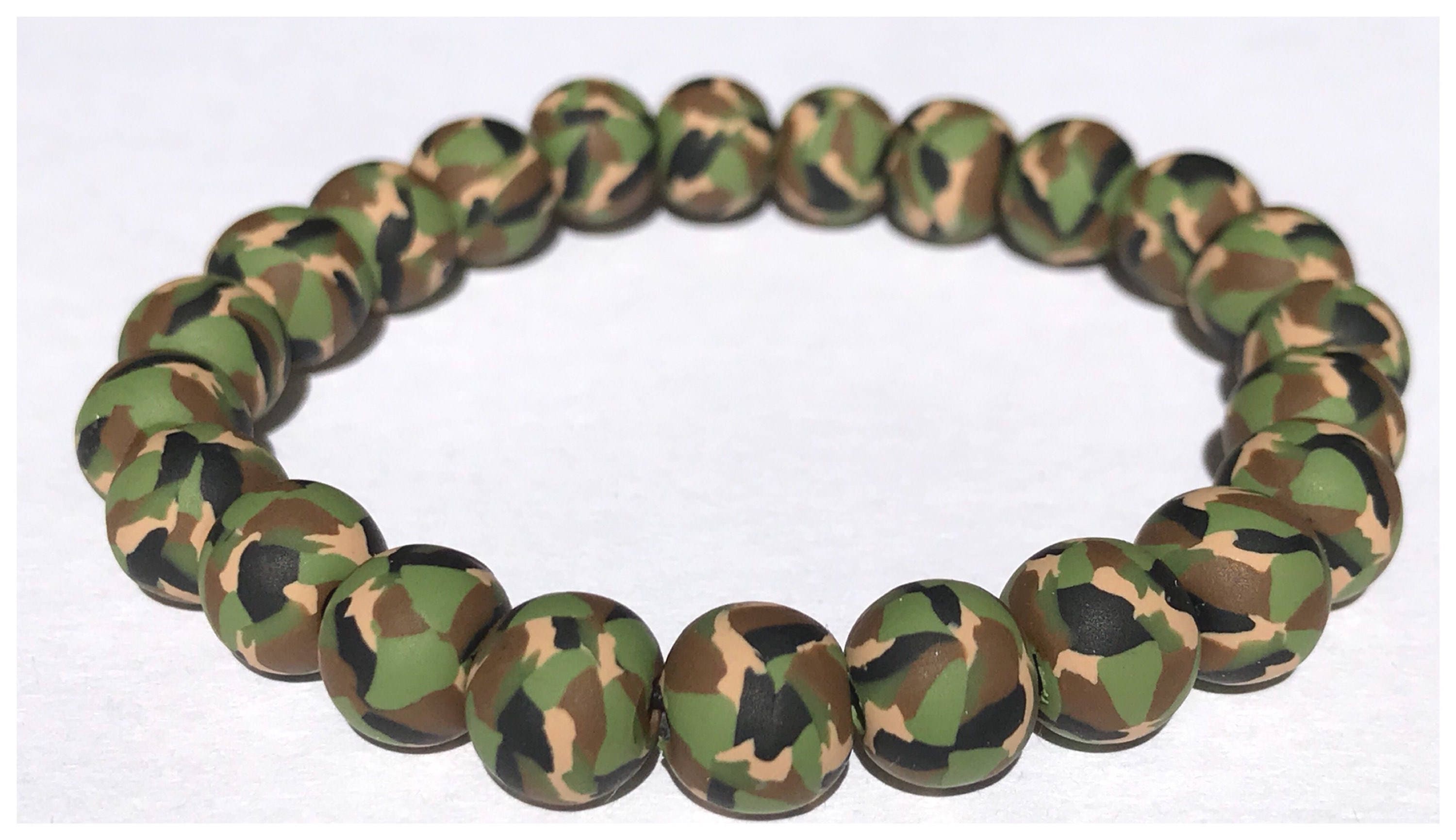 Camouflage Polymer Clay Bead Bracelet Camo Beads Army Etsy