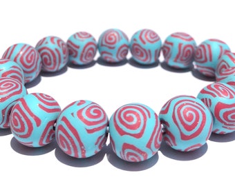 Polymer Clay Bead Bracelet, Light Blue and Pink Glitter Swirl, Stretch Bracelet, Millefiori Beads, Princess Blue, Chunky Bracelet, Yoga