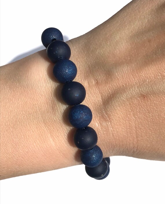 Bracelet Shamballa Ajustable Perles Bleues - Bijou Fantaisie Neuf Avec étiquettes