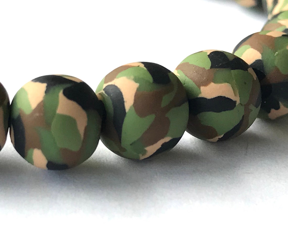 Camouflage Polymer Clay Bead Bracelet Army Military Etsy