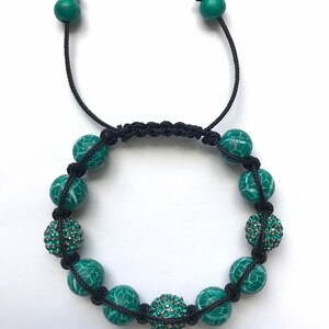 Shamballa Bracelet Polymer Clay Beads Emerald Green - Etsy