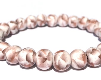 Rose Gold Polymer Clay Bead Bracelet, Stretch Bracelet, Ombre Bracelet, Glitter Beads, Bridesmaid Gift, Yoga, Boho Bracelet, Stacking