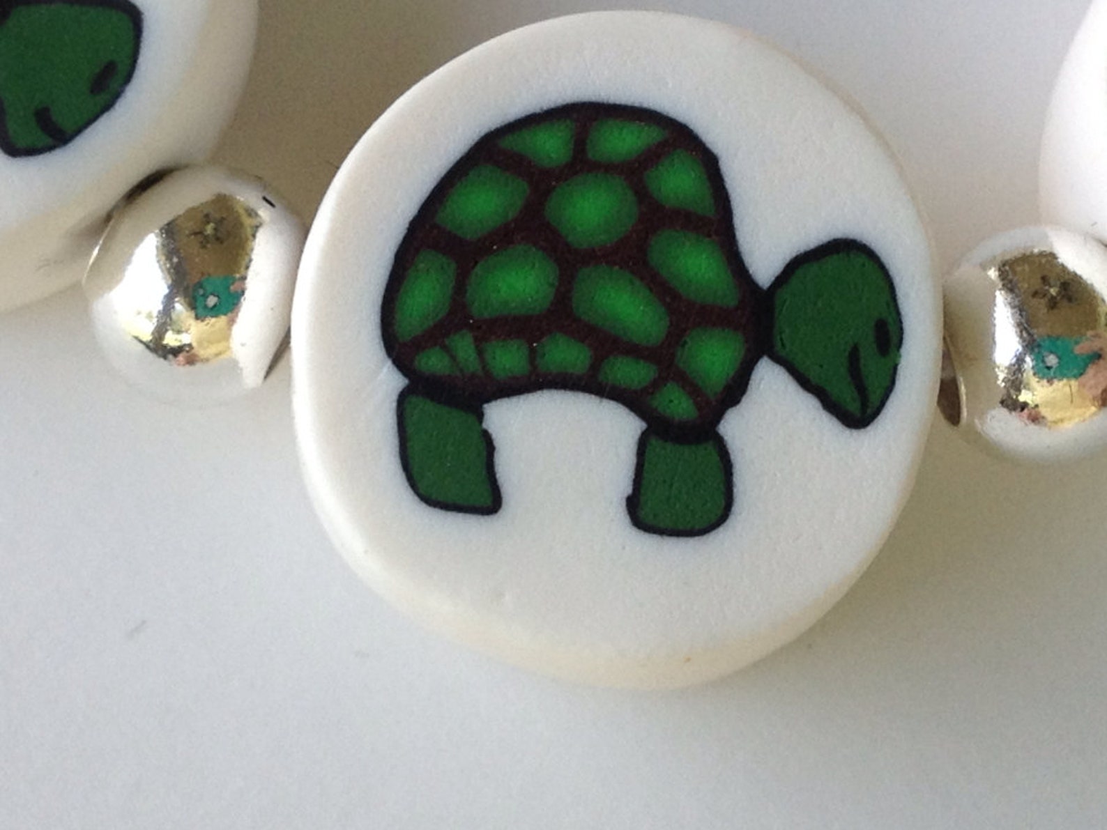 Turtle Polymer Clay Beads Bracelet Turtle Jewelry Millefiori Etsy