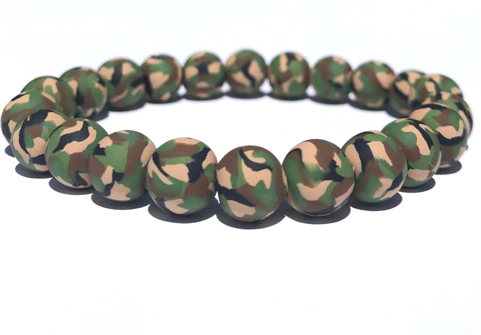 Camouflage Polymer Clay Bead Bracelet Army Military Etsy