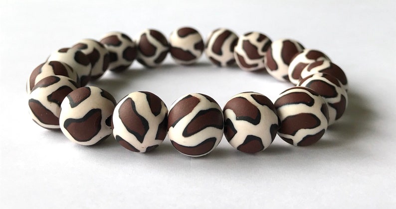 Leopard Polymer Clay Bead Bracelet Leopard Animal Print | Etsy