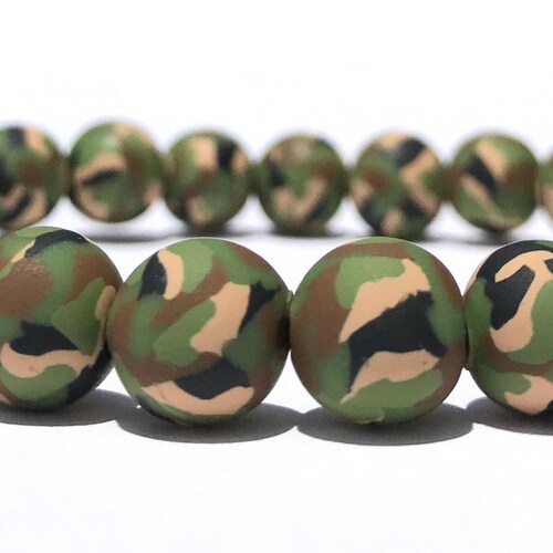 Camouflage Polymer Clay Bead Bracelet Army Military Etsy