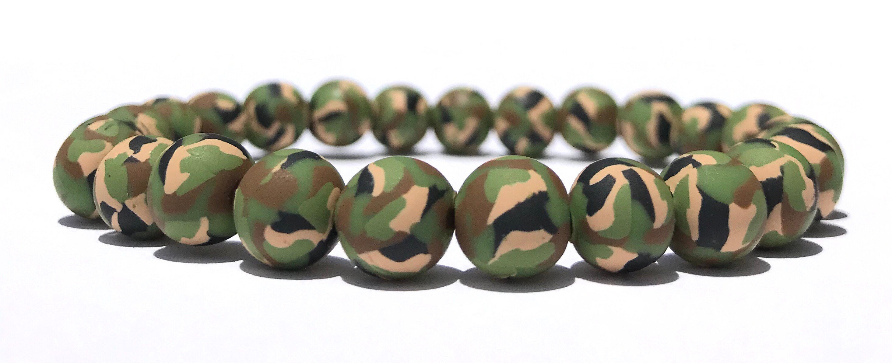 Camouflage Polymer Clay Bead Bracelet Army Military Etsy