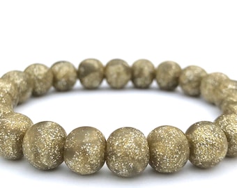 Glitter Gold Polymer Clay Bead Bracelet, Stretch, Handmade Beads, Yoga, Stacking, Gift, Wristband