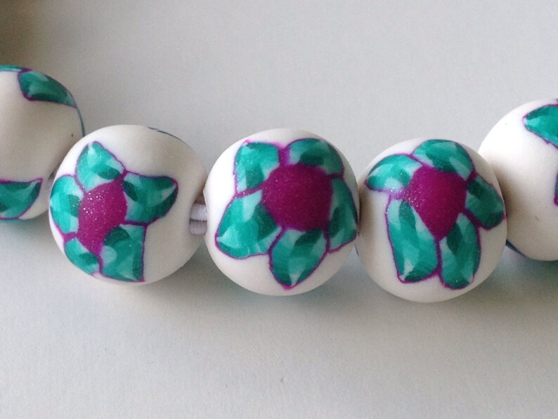Polymer Clay Bead Bracelet Flower Beads Millefiori Beads Etsy