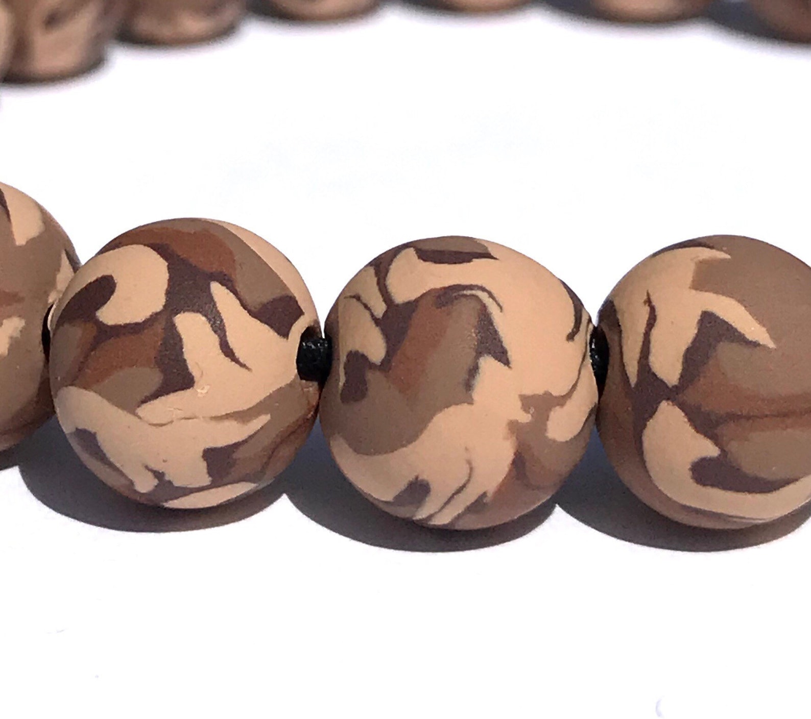 Camo Polymer Clay Bead Bracelet Camouflagehandmade Beads Etsy