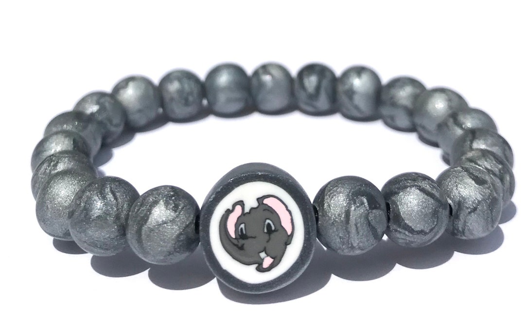Elephant Polymer Clay Bead Bracelet Stretch Circus Animal Beads