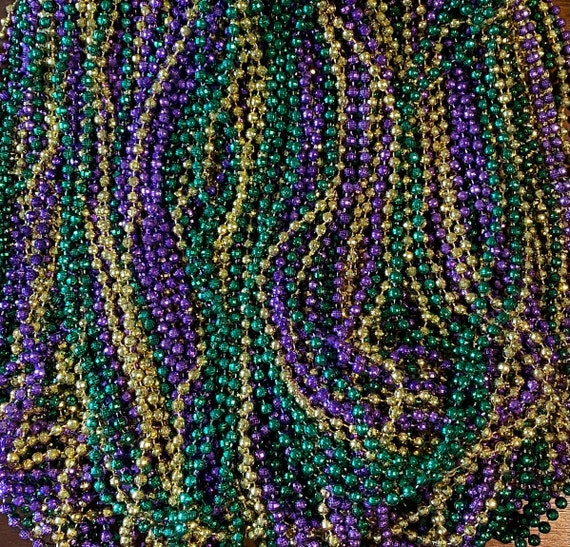 12(1 DZN) Mardi Gras Beads Necklace Round 33 Strands | Party Favors | Party Necklace | New Orleans Accessories | Mardi Gras Celebration