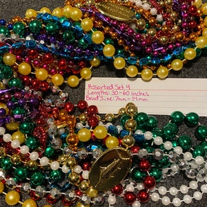 121 DZN Mardi Gras Beads Necklace Round 33-60 Strands Assorted Set 4