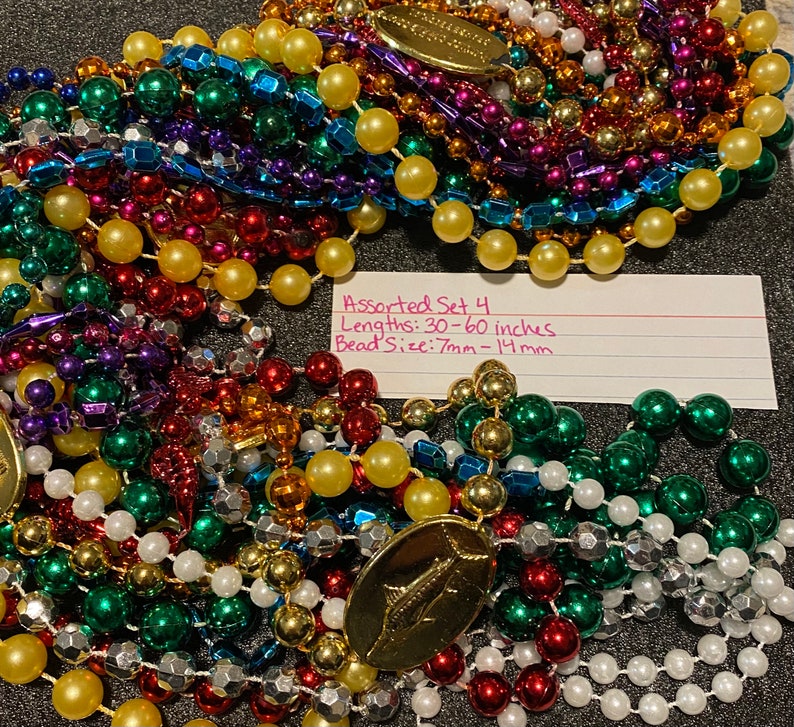 121 DZN Mardi Gras Beads Necklace Round 33-60 Strands Assorted Set 4