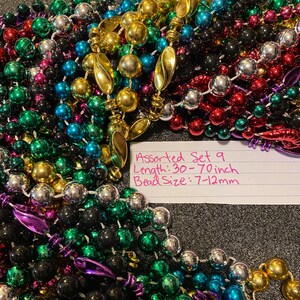 121 DZN Mardi Gras Beads Necklace Round 33-60 Strands Assorted Set 9