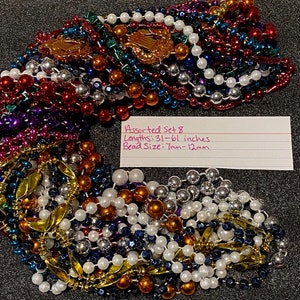 121 DZN Mardi Gras Beads Necklace Round 33-60 Strands Assorted Set 8